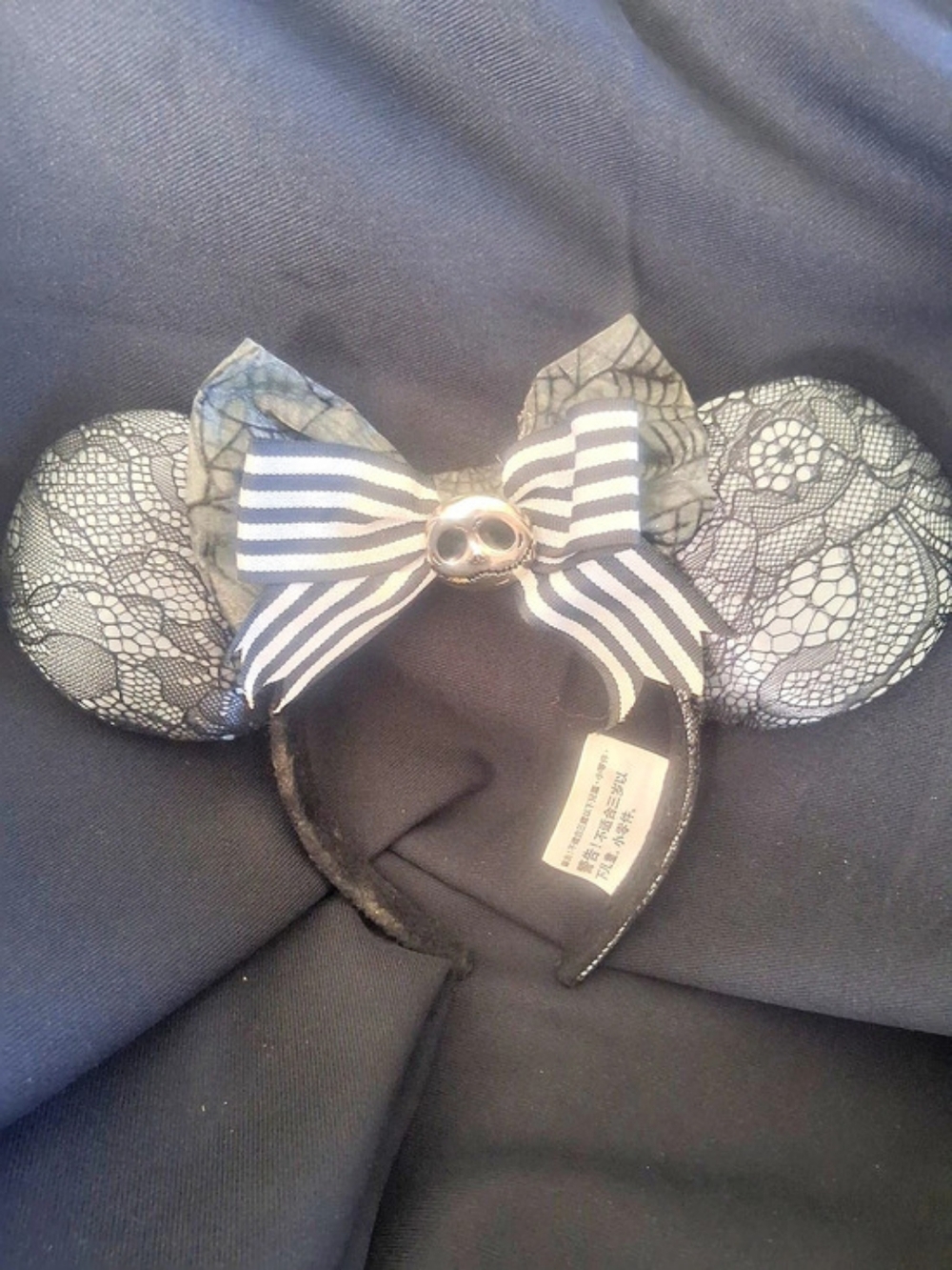Disney Parks Black & White Striped Minnie Ears Like New